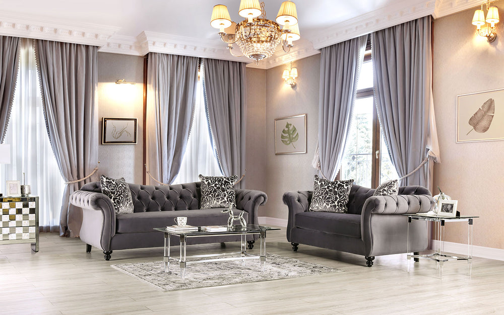 Antoinette Chesterfield Velvet Sofa with Tufted Back & Camelback Design - alternate view 3