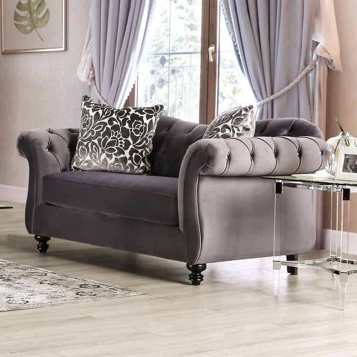 Antoinette Chesterfield Velvet Sofa with Tufted Back &amp; Camelback Design