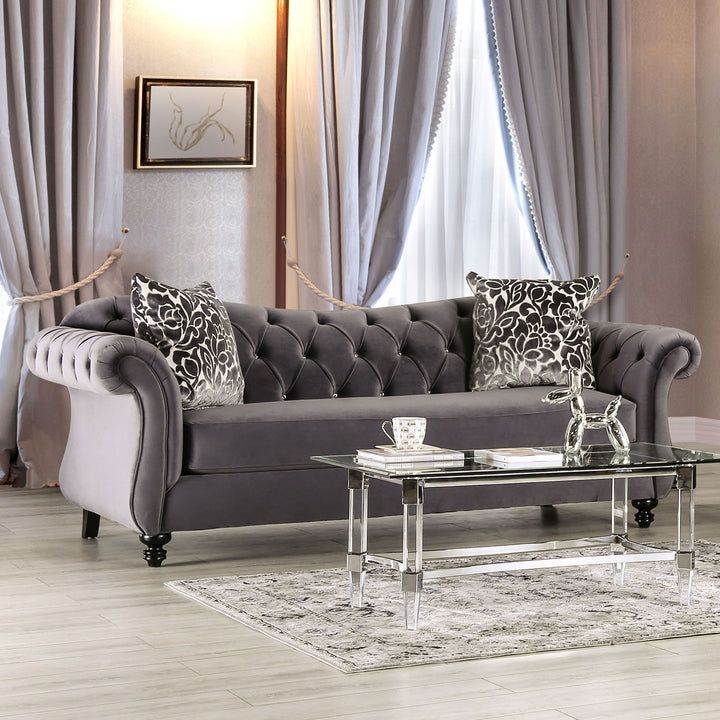 Antoinette Chesterfield Velvet Sofa with Tufted Back &amp; Camelback Design