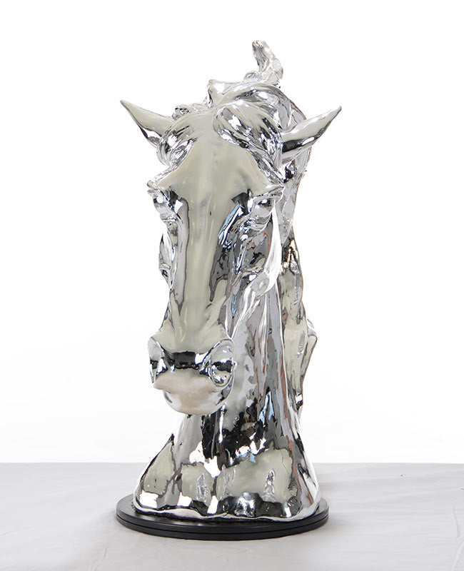 SZ0002 Modern Silver Horse Head Sculpture - View 2