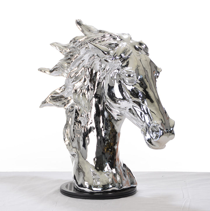 SZ0002 Modern Silver Horse Head Sculpture - View 3