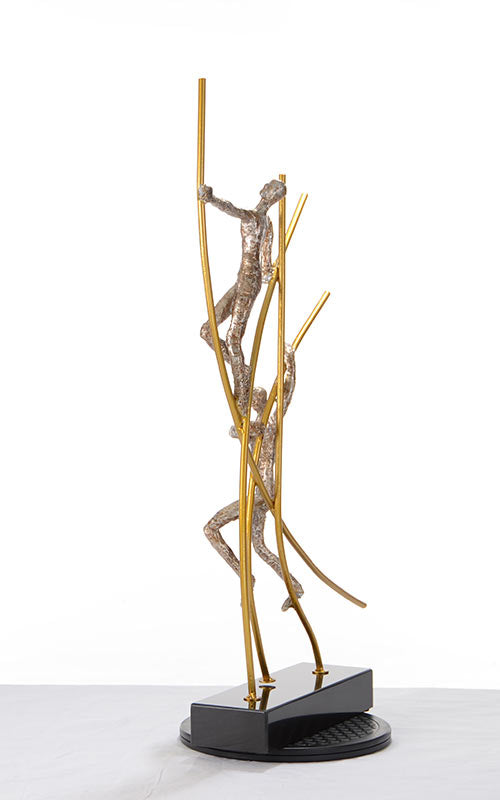 SZ0238 Modern Bronze Acrobats-Poles Sculpture