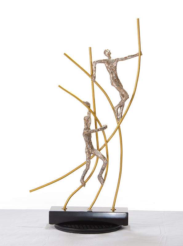 SZ0238 Modern Bronze Acrobats-Poles Sculpture
