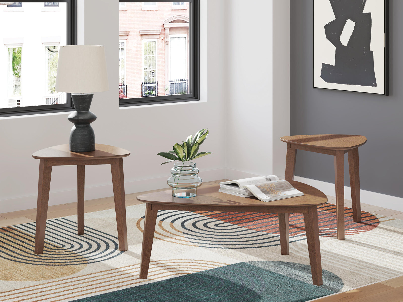 Lyncott Table (Set of 3) - Dark Brown (2)