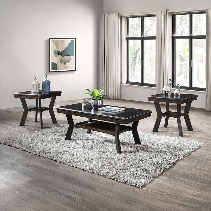 Gia 3 Piece Occasional Set- 1 Coffee &amp; 2 End Tables-Brown