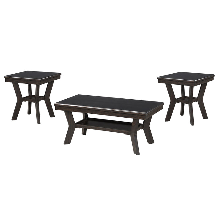 Gia 3 Piece Occasional Set- 1 Coffee &amp; 2 End Tables-Brown