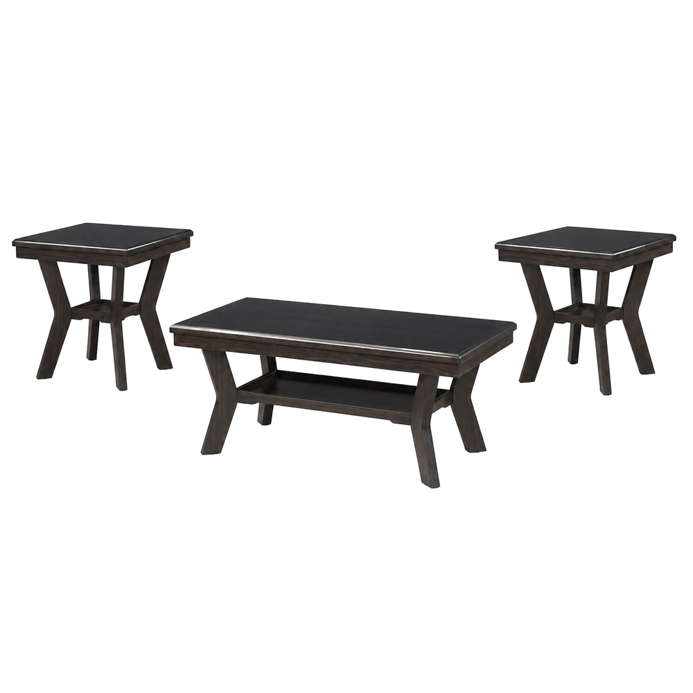 Gia 3 Piece Occasional Set- 1 Coffee & 2 End Tables-Brown