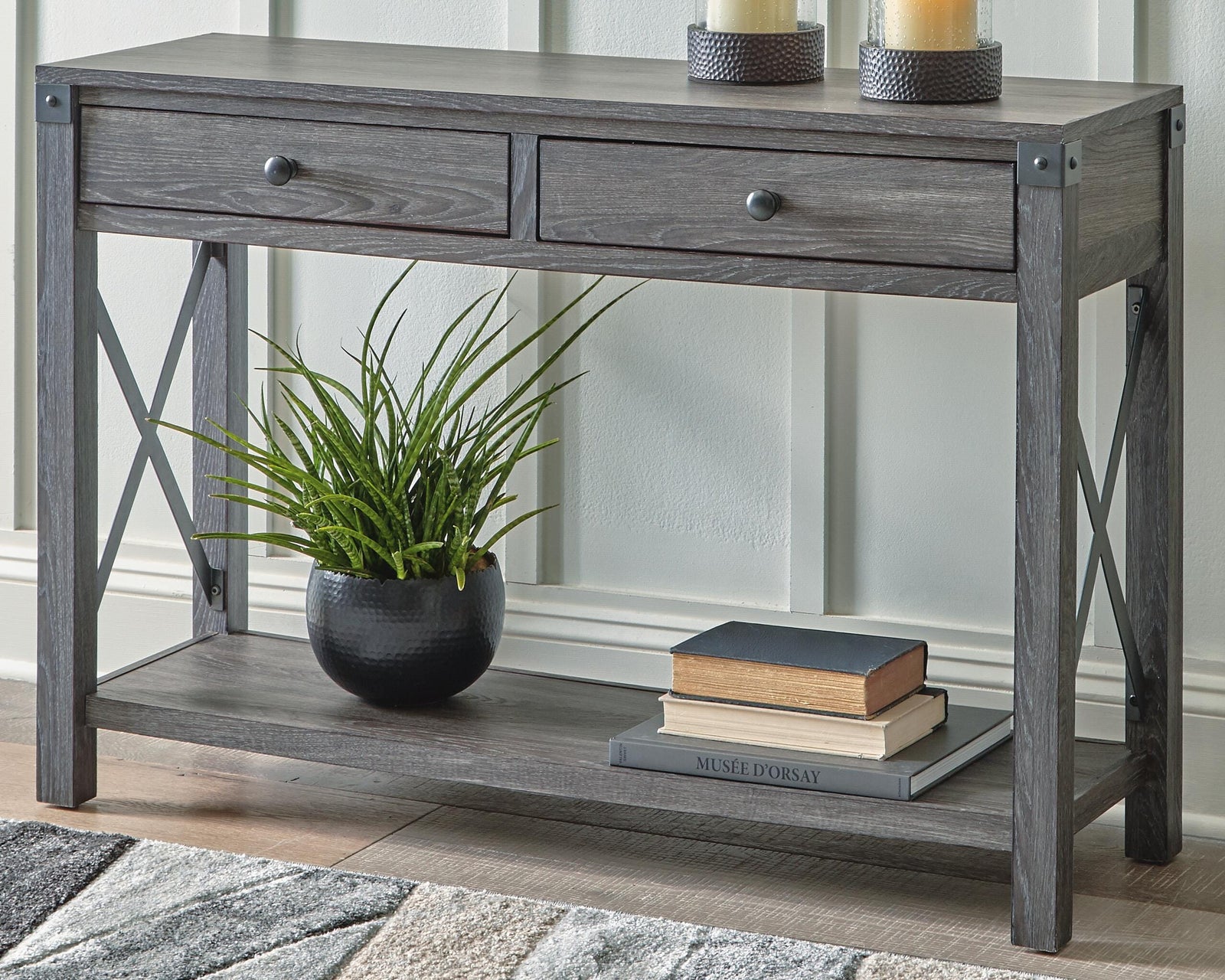 Freedan Sofa/Console Table - Dark Gray (2)