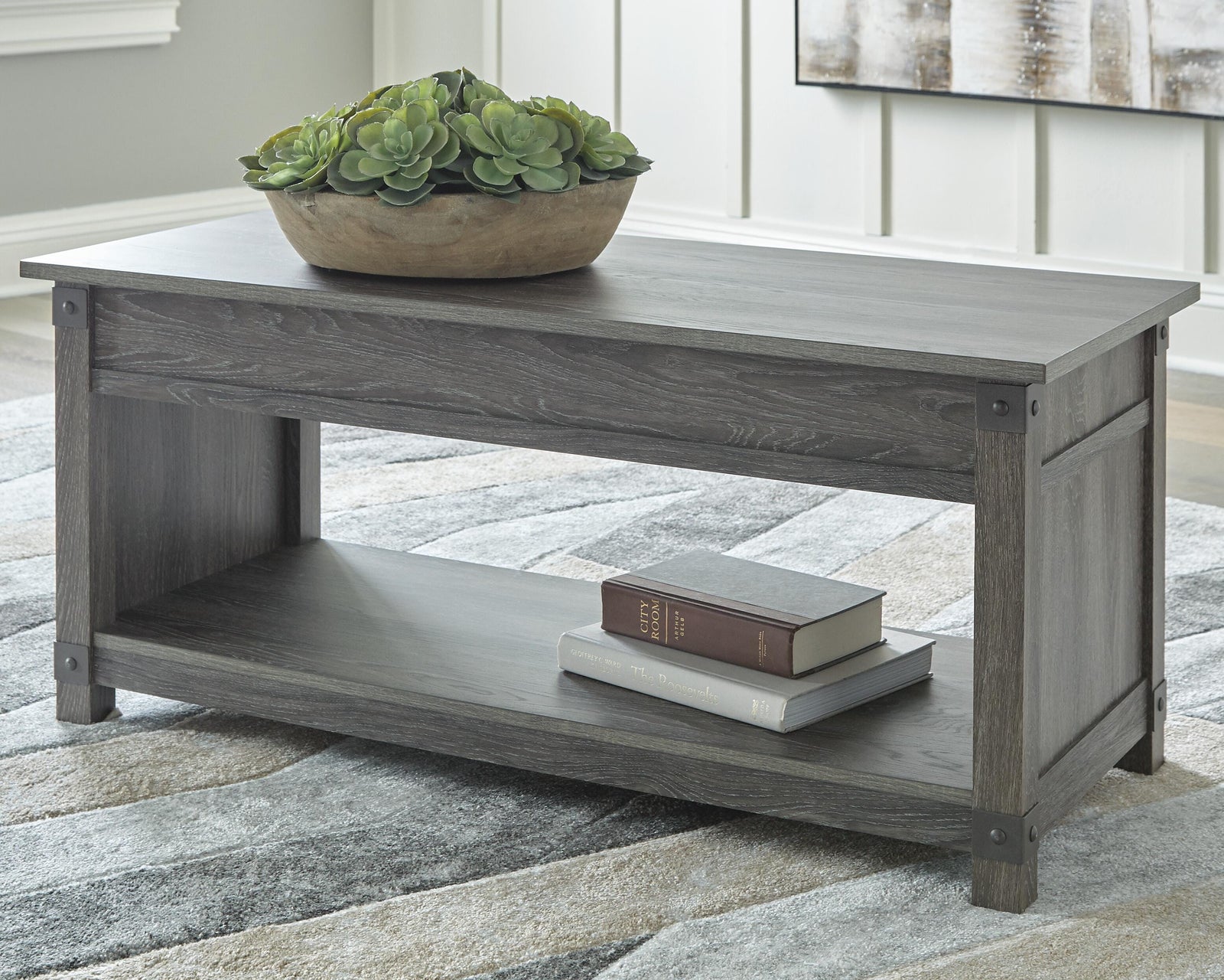 Freedan Lift-Top Coffee Table - Dark Gray (2)