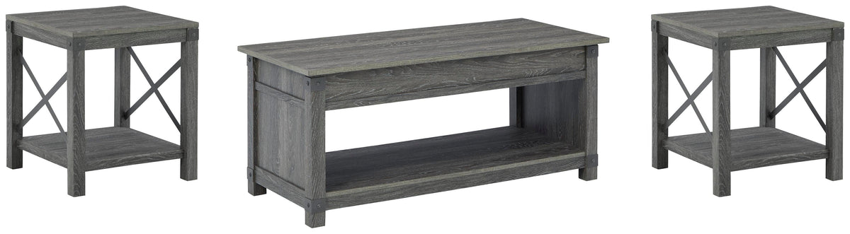 Freedan Coffee Table and 2 End Tables - Grayish Brown (1)