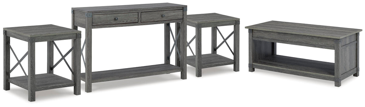 Freedan Lift-top Coffee Table, 2 End Tables and Console - Grayish Brown (1)