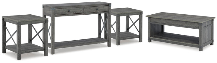 Freedan Lift-top Coffee Table, 2 End Tables and Console - Grayish Brown (1)