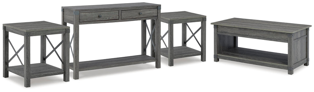 Freedan Lift-top Coffee Table, 2 End Tables and Console - Grayish Brown (1)