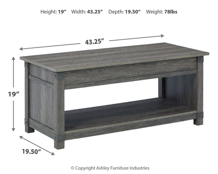 Freedan Lift-top Coffee Table, 2 End Tables and Console - Grayish Brown (14)