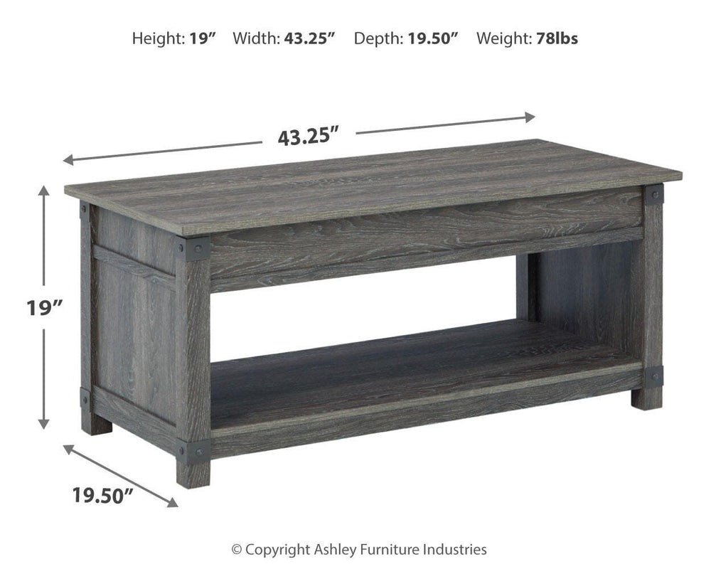 Freedan Lift-top Coffee Table, 2 End Tables and Console - Grayish Brown (14)