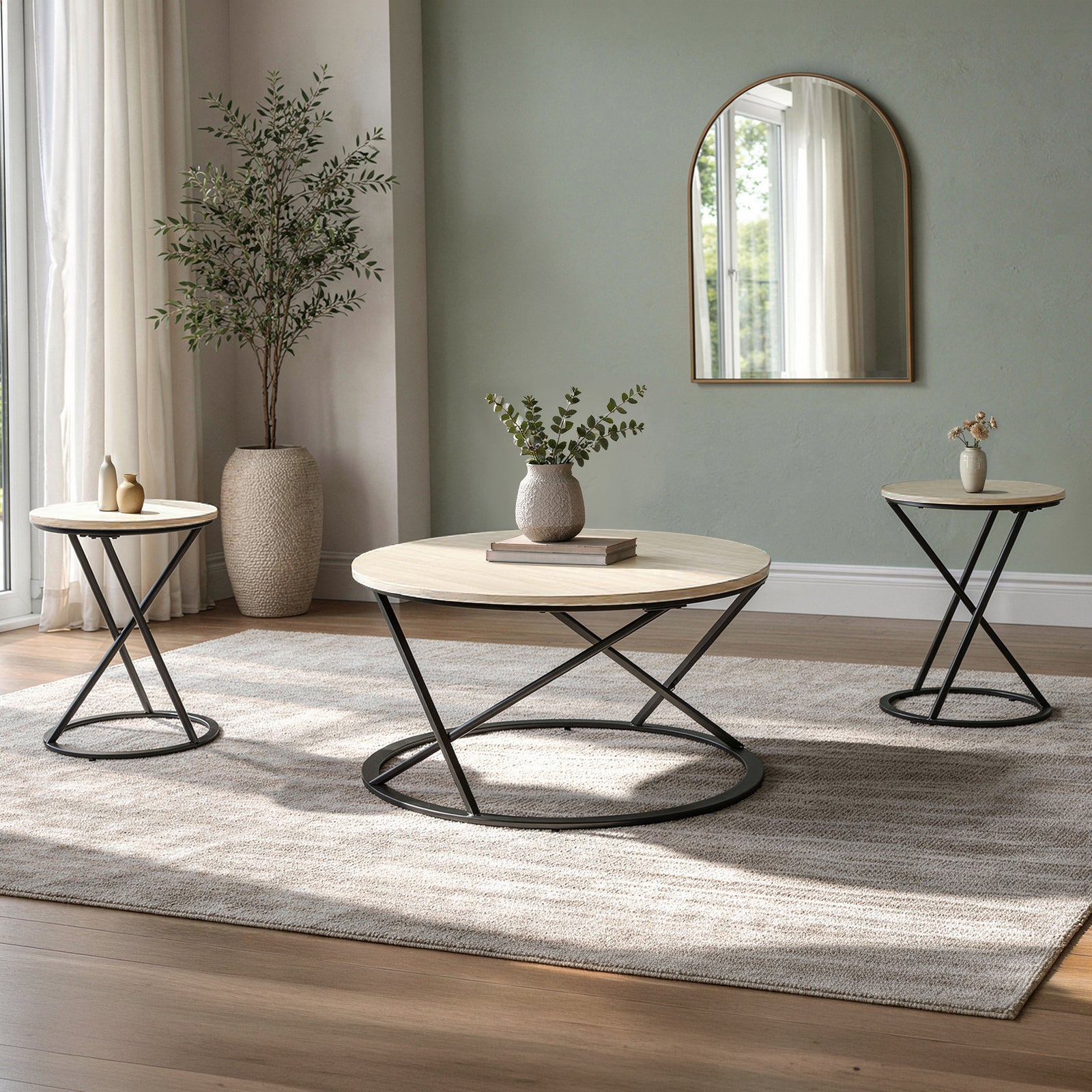 Emery Occasional Set-1 Coffee & 2 End Tables W/white Top