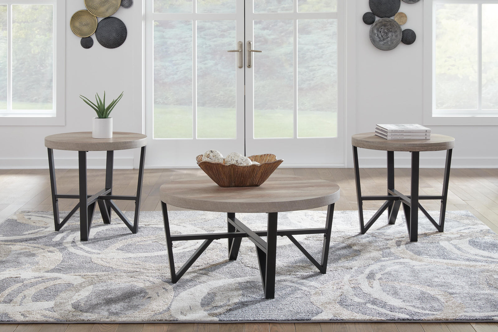 Deanlee Table (Set of 3) - Light Brown (2)