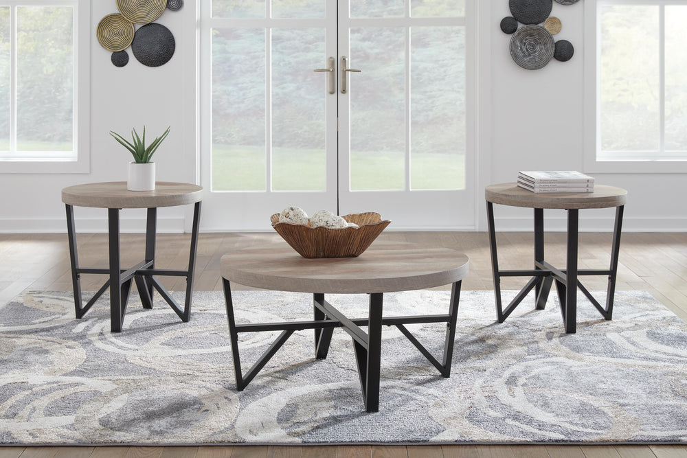 Deanlee Table (Set of 3) - Light Brown (2)