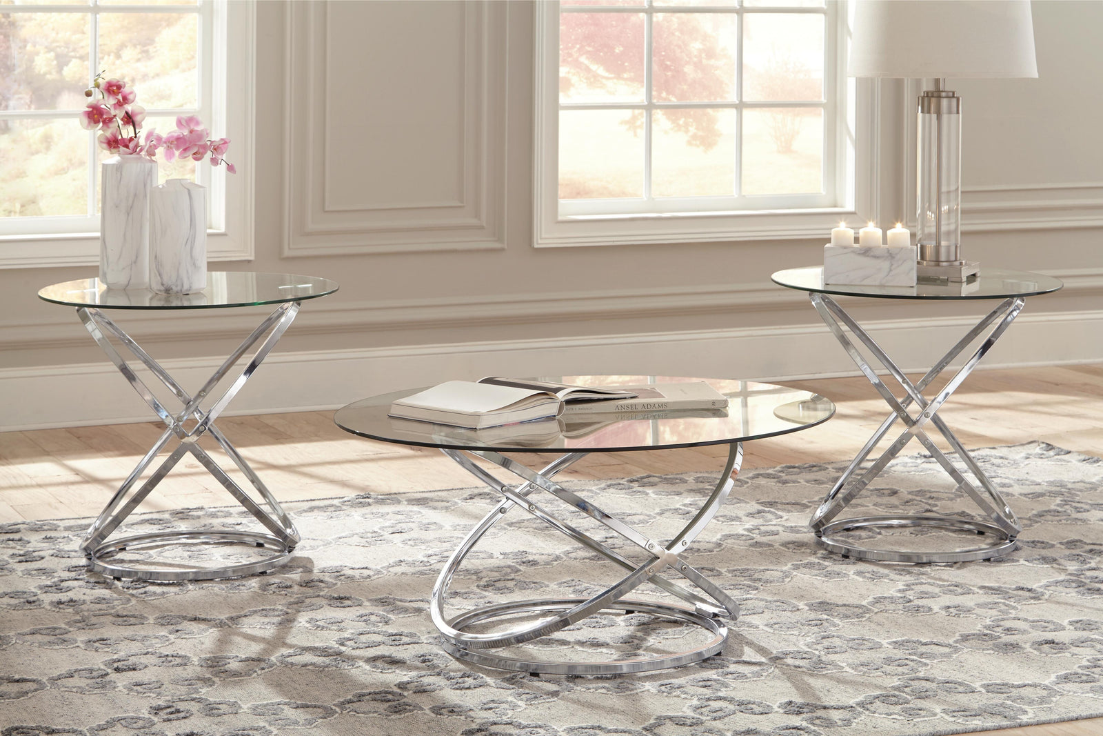 Hollynyx Table (Set of 3) - Pearl Silver (2)