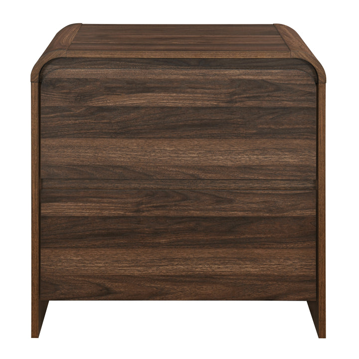 Mara Two Drawer End Table / Bedside Table-Walnut