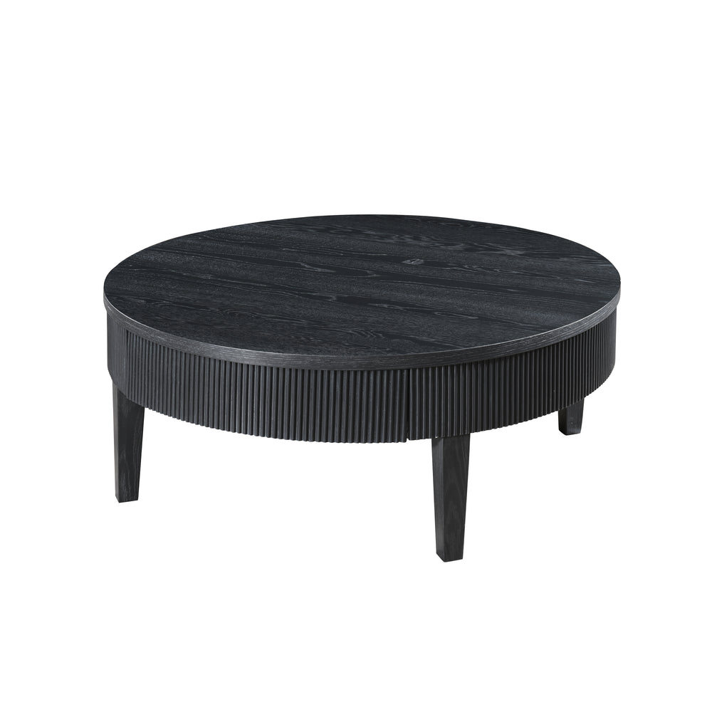 Tate Round One Drawer Coffee Table-Black