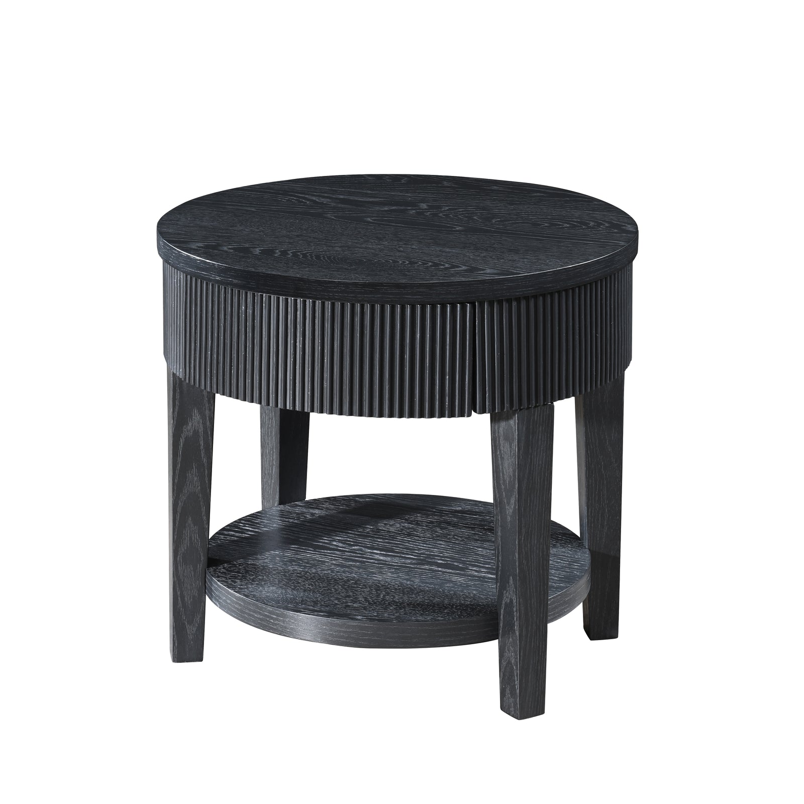 Tate Round One Drawer End Table-Black