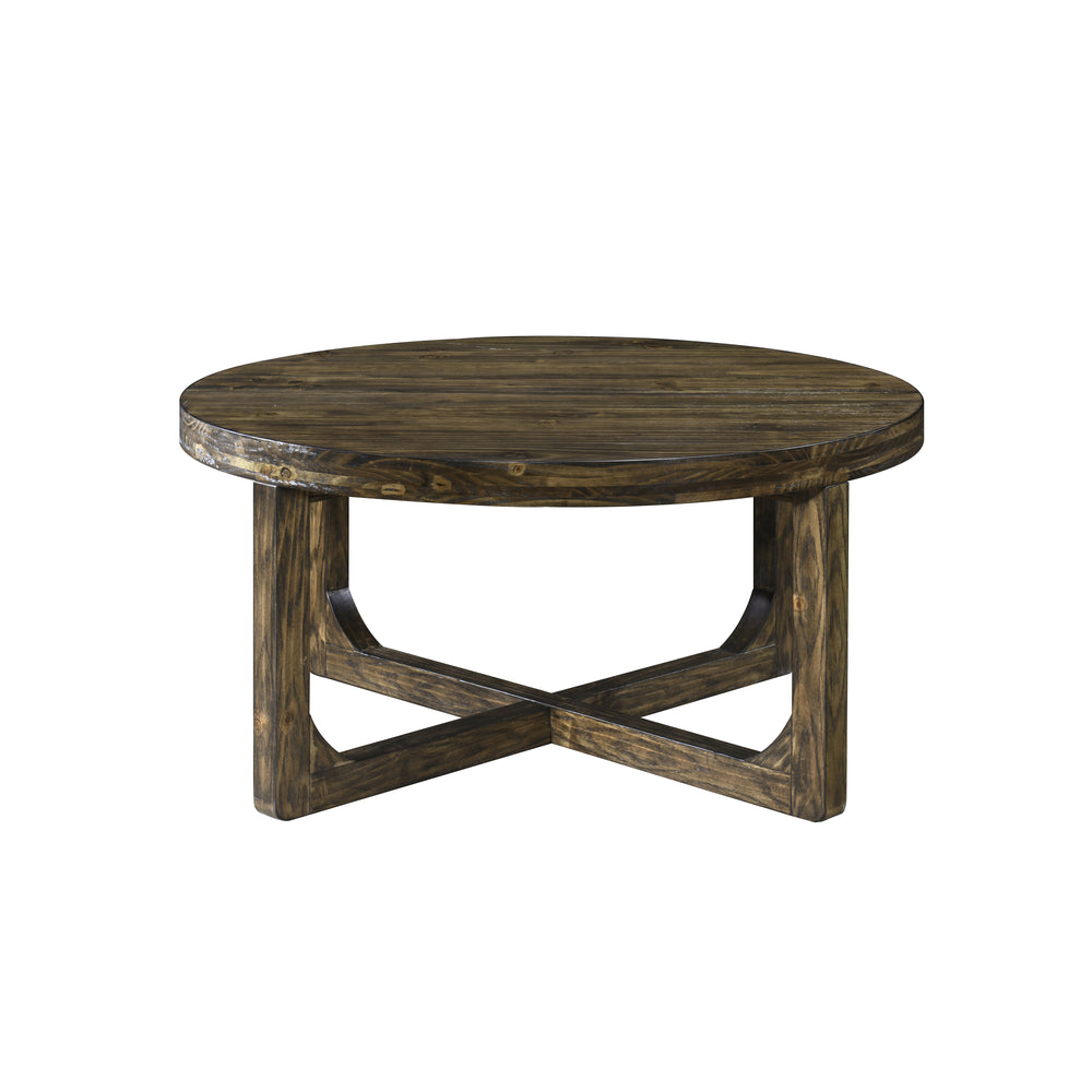 Kerby Round Coffee Table-Dk Brown