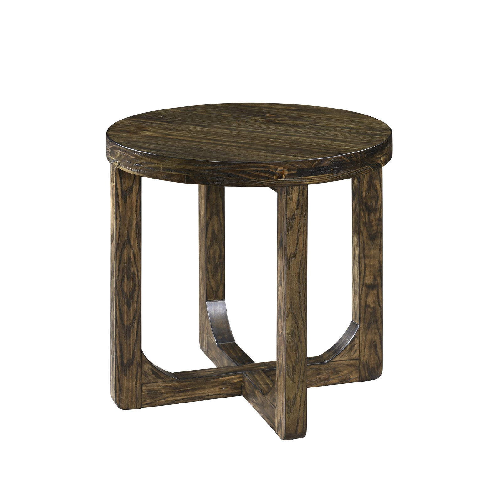 Kerby Round End Table-Dk Brown
