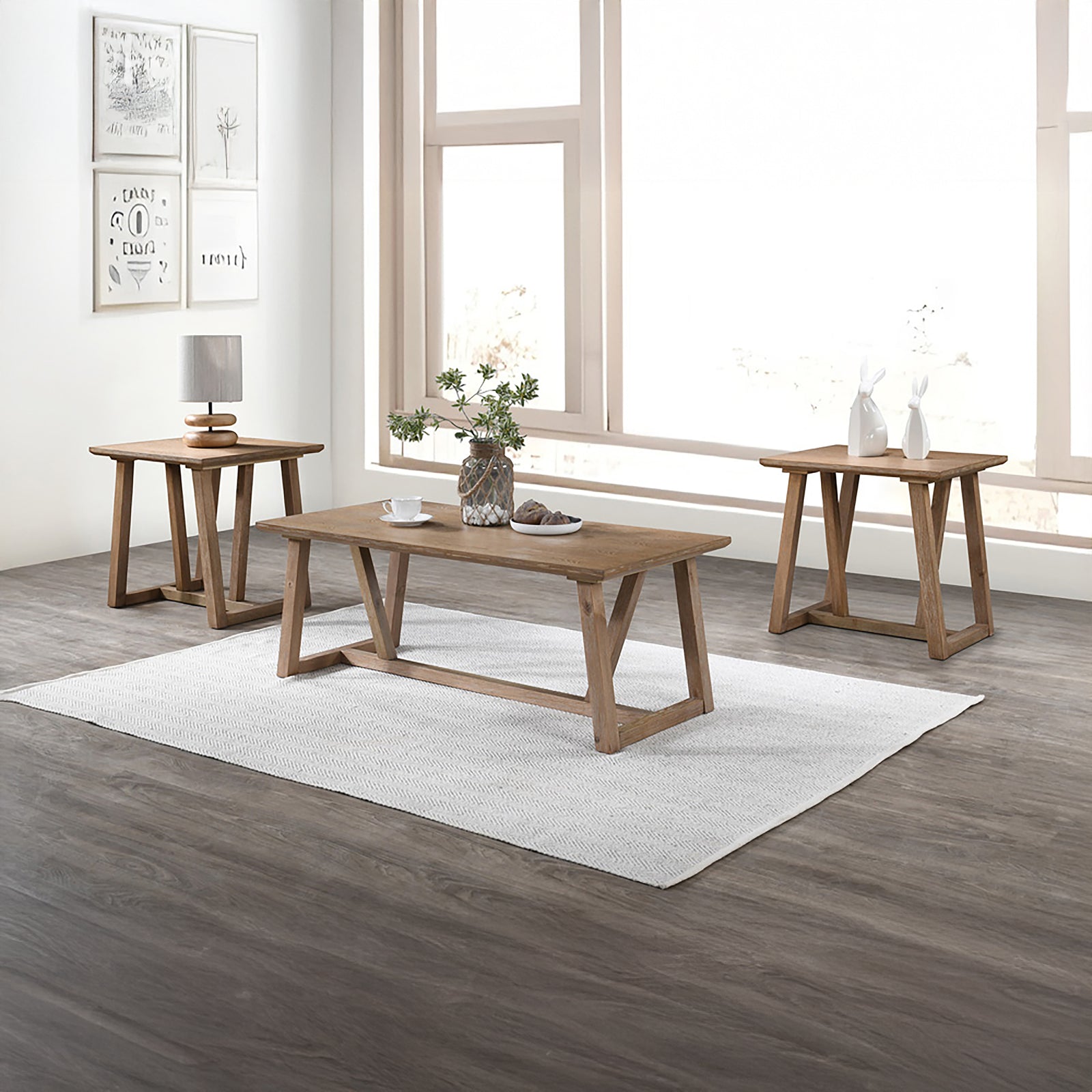 Putnam 3 Piece Occasional Set- 1 Coffee & 2 End Tables -Walnu