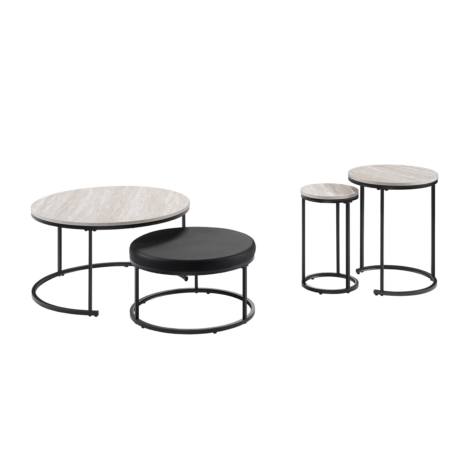 Forma 4 Pc Occasional Set- 1 Coffee, 1 Lg End & Stool, 1 Sml