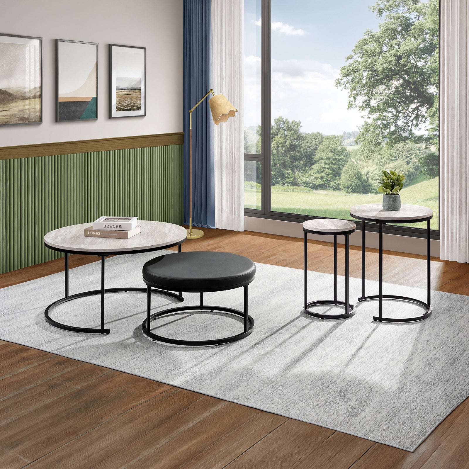 Forma 4 Pc Occasional Set- 1 Coffee, 1 Lg End & Stool, 1 Sml