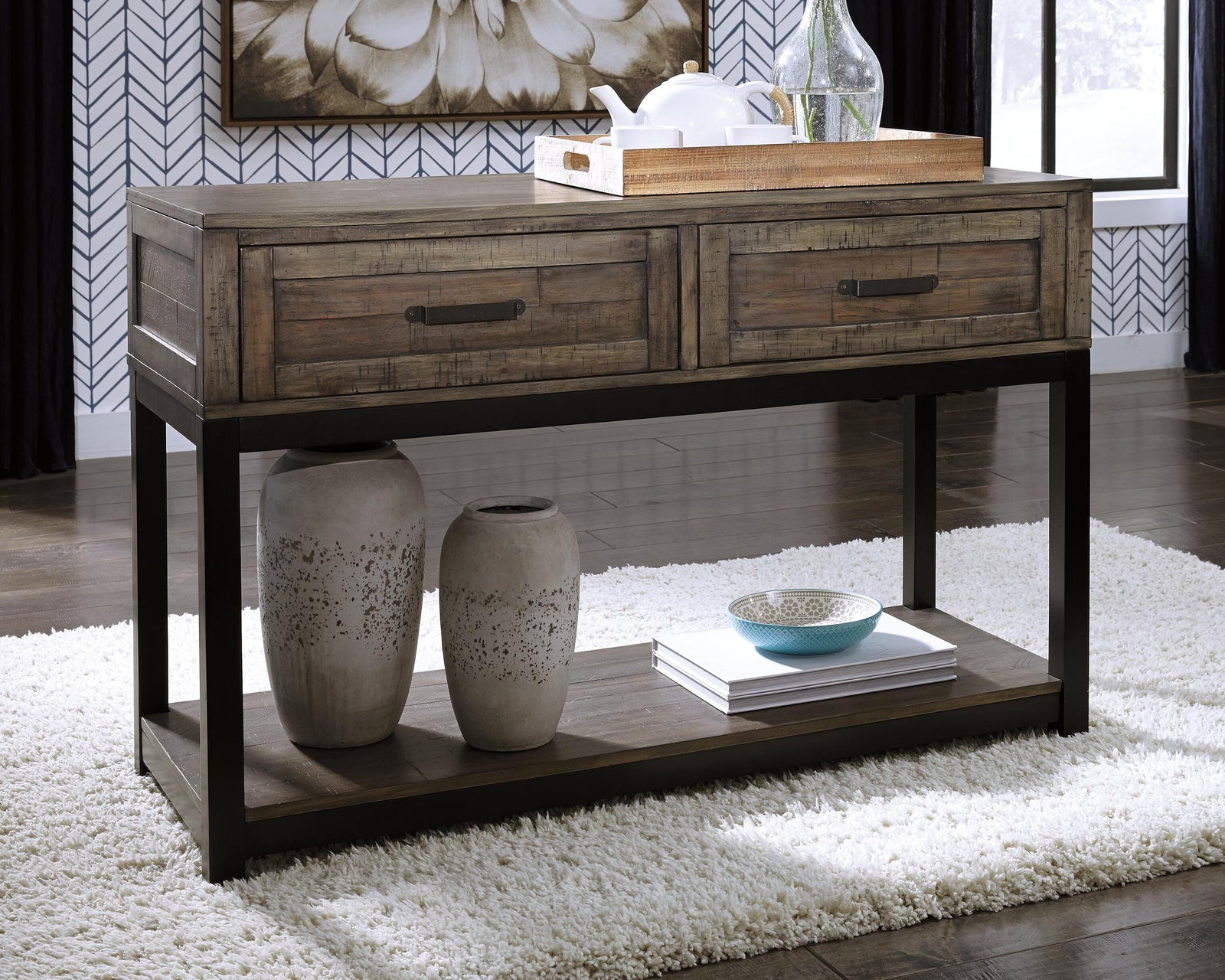 Johurst Sofa/Console Table - Dark Gray (2)