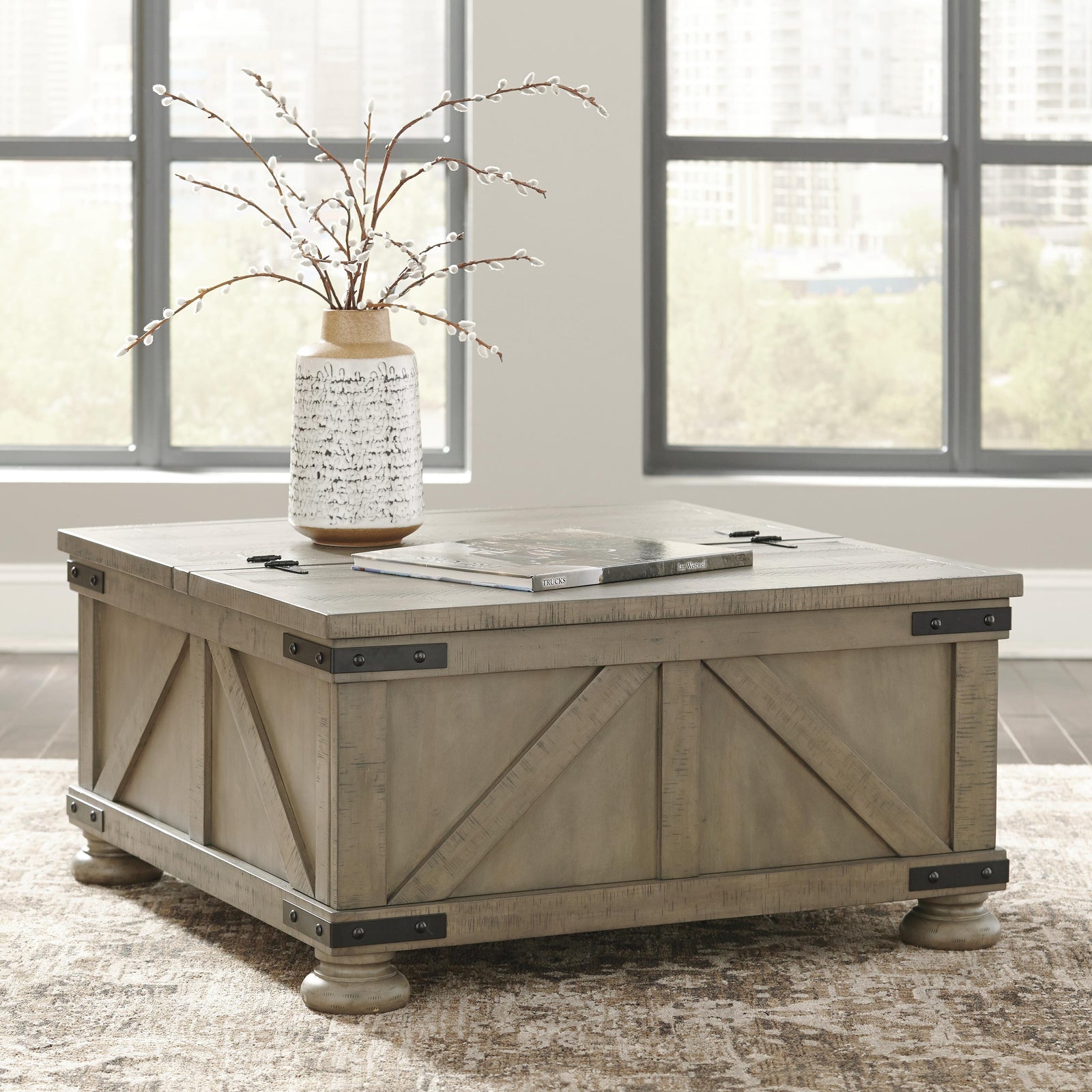 Aldwin Coffee Table With Storage - Gray (2)