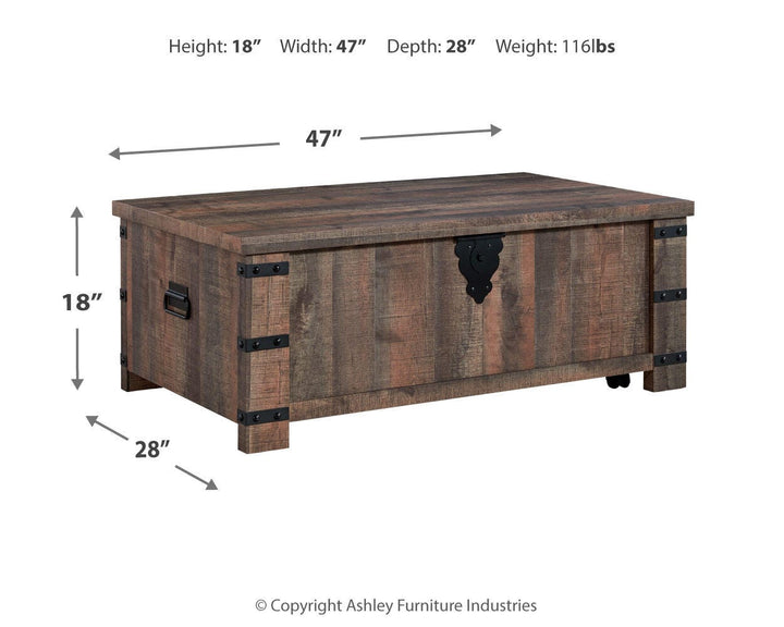 Hollum Lift-Top Coffee Table - Dark Brown (10)