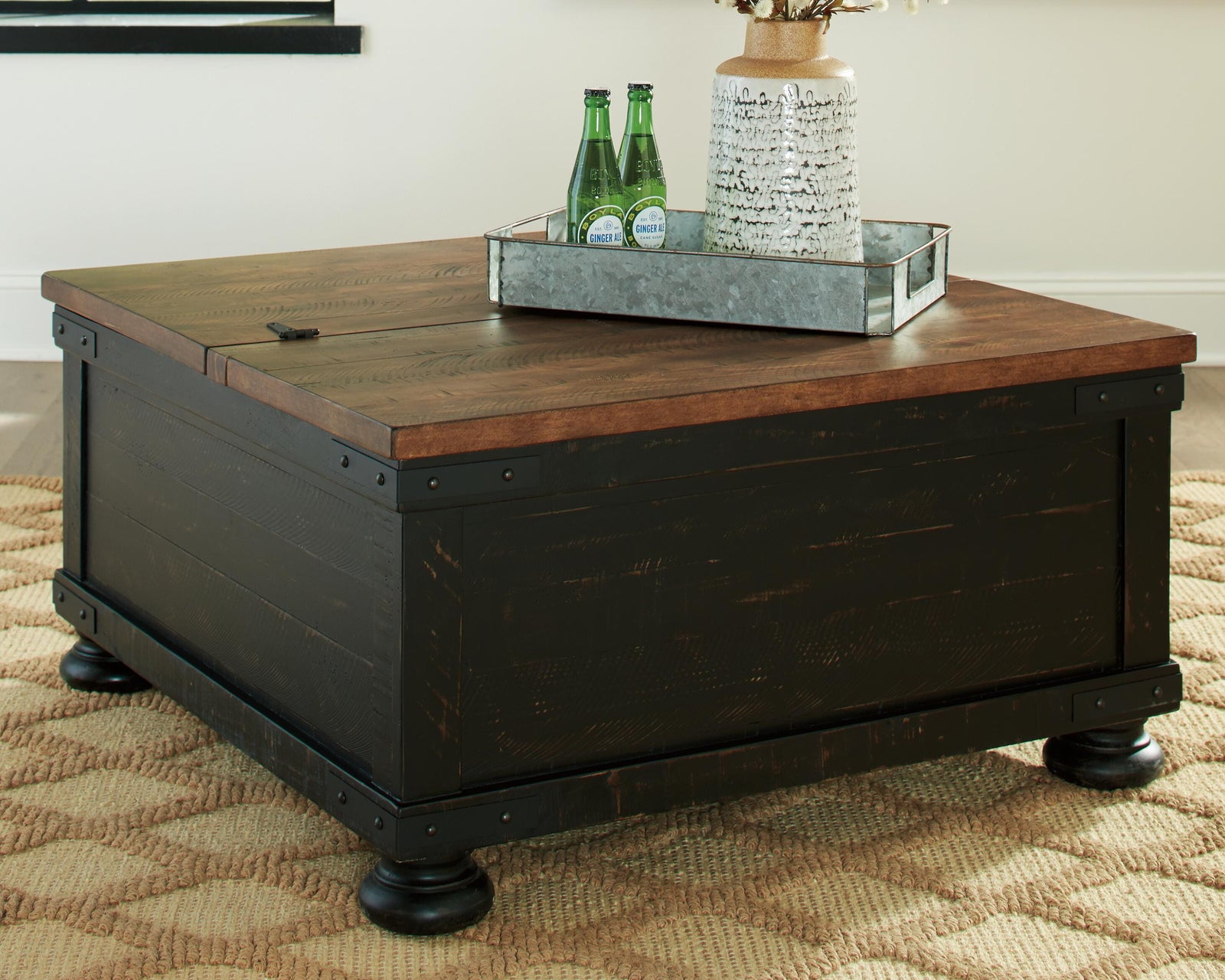 Valebeck Coffee Table with Lift Top - Dark Brown (2)