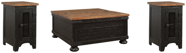 Valebeck Coffee Table and 2 Chairside End Tables - Black/Brown (1)