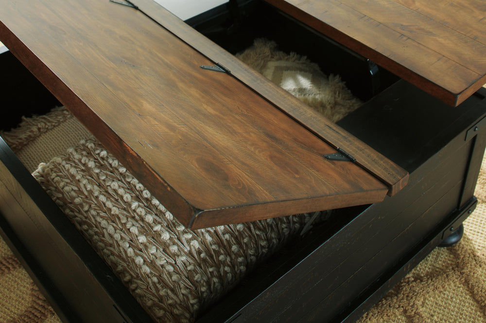 Valebeck Coffee Table with Lift Top - Dark Brown (3)