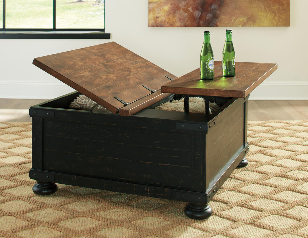 Valebeck Coffee Table with Lift Top - Dark Brown (5)