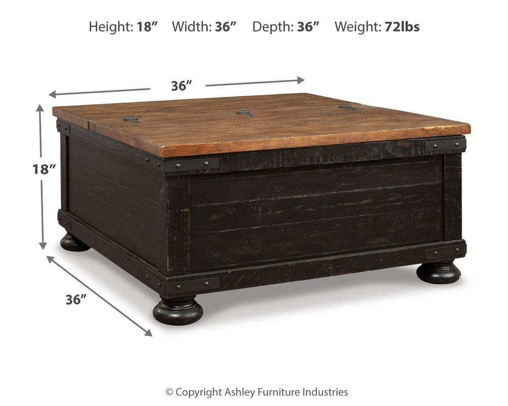 Valebeck Coffee Table with Lift Top - Dark Brown (4)