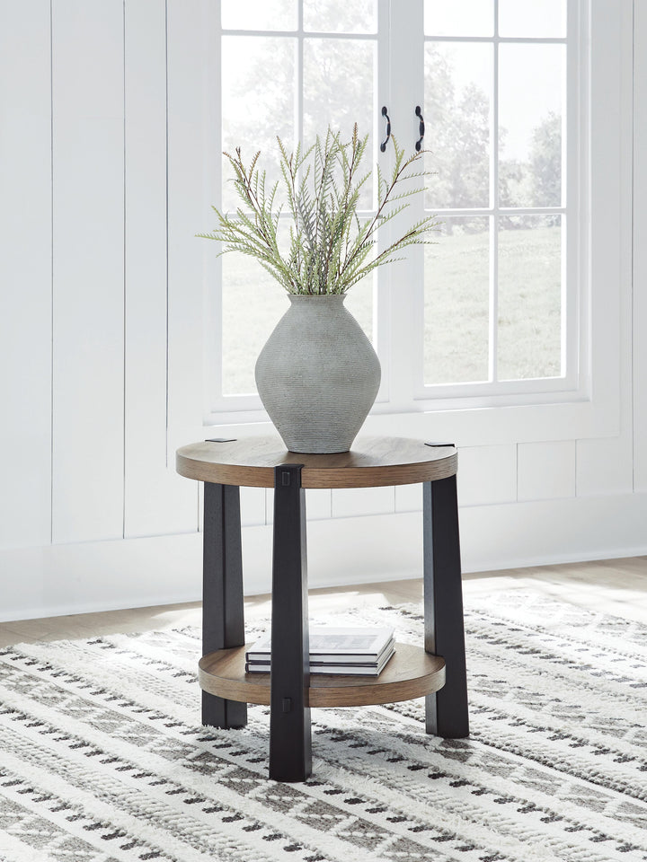 Ridgester End Table - Light Brown/Black (2)