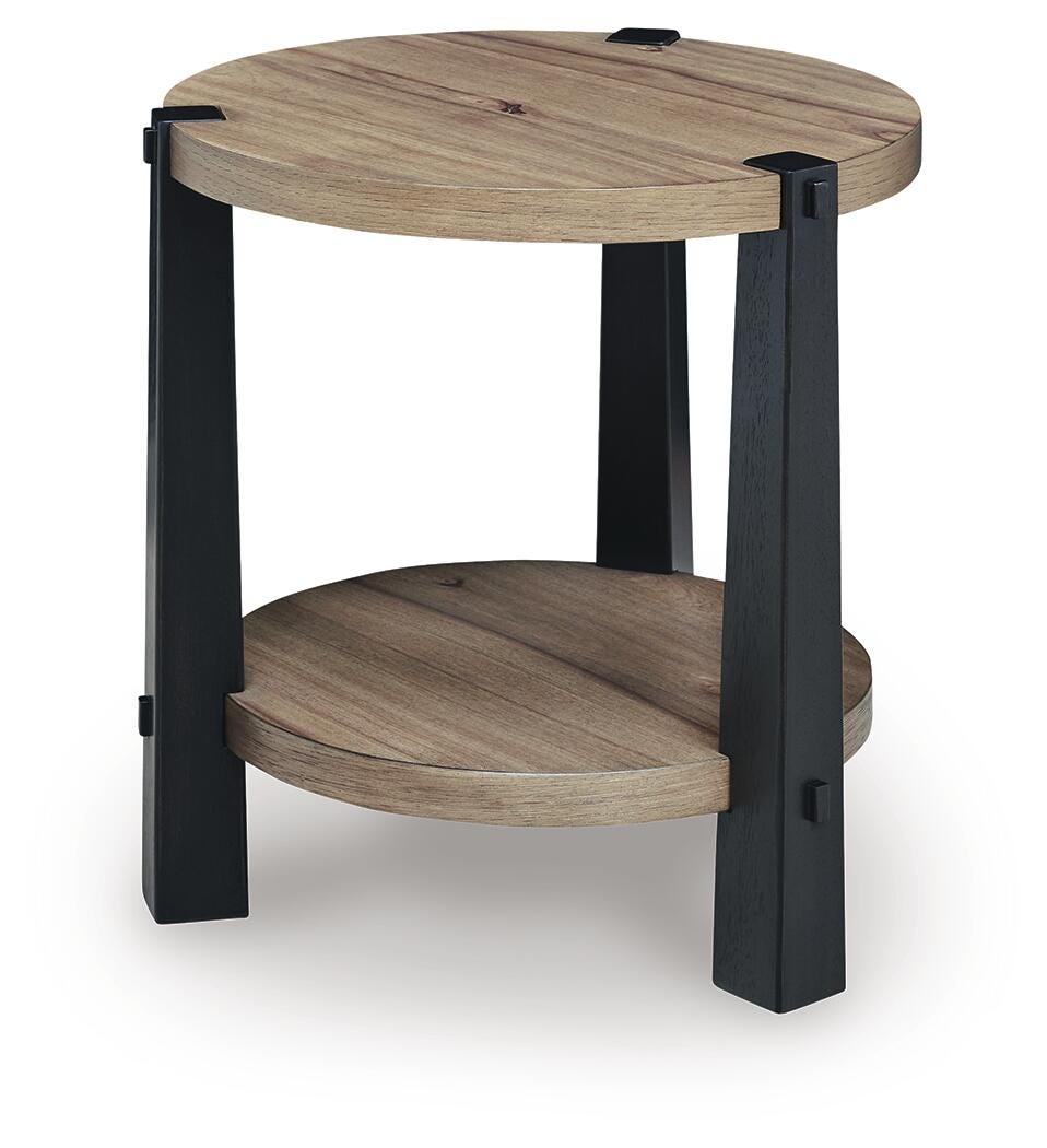 Ridgester End Table - Light Brown/Black (1)