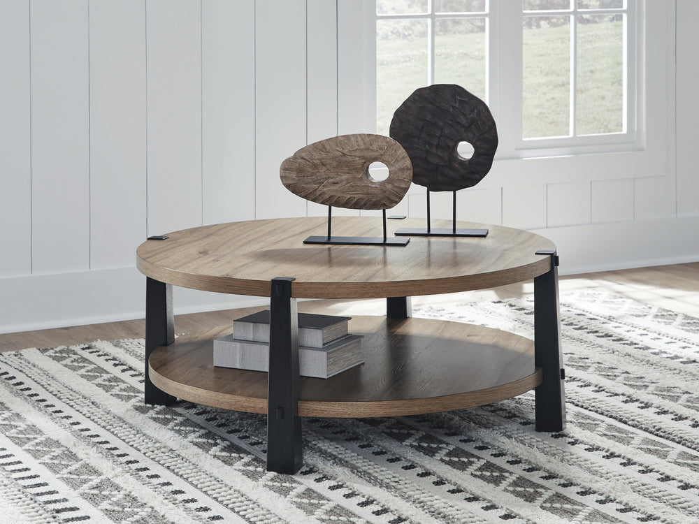 Ridgester Coffee Table - Light Brown/Black (2)