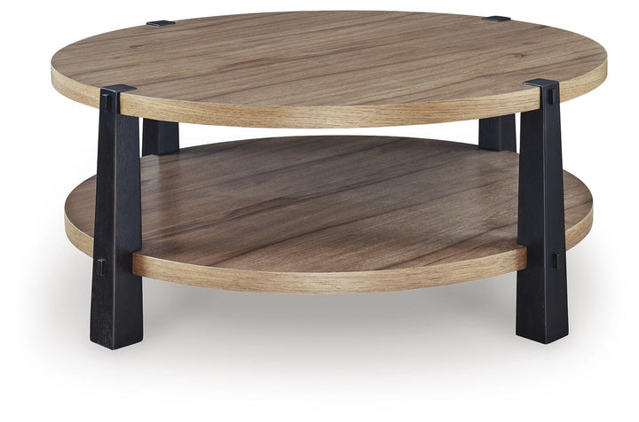 Ridgester Coffee Table - Light Brown/Black (3)