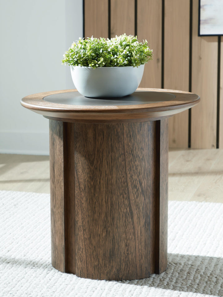 Dontayne End Table - Warm Brown (2)