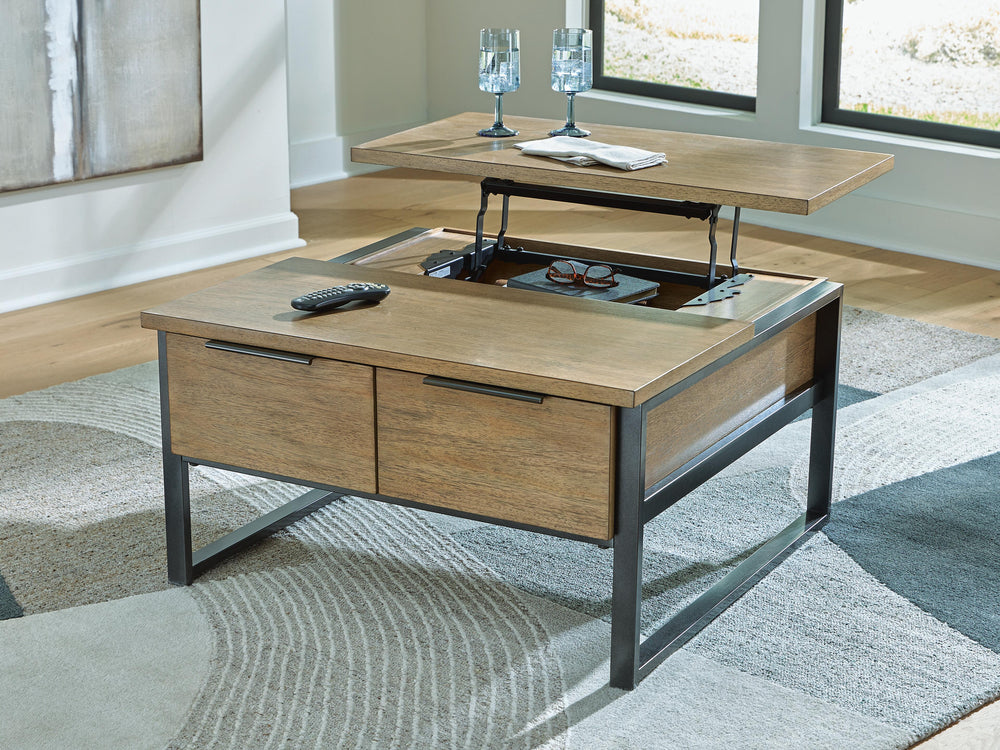 Montia Lift-Top Coffee Table - Light Brown (6)