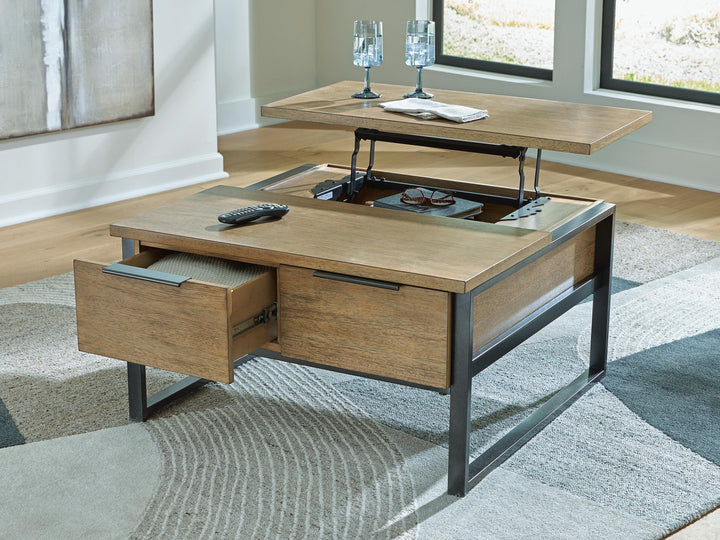 Montia Lift-Top Coffee Table - Light Brown (7)
