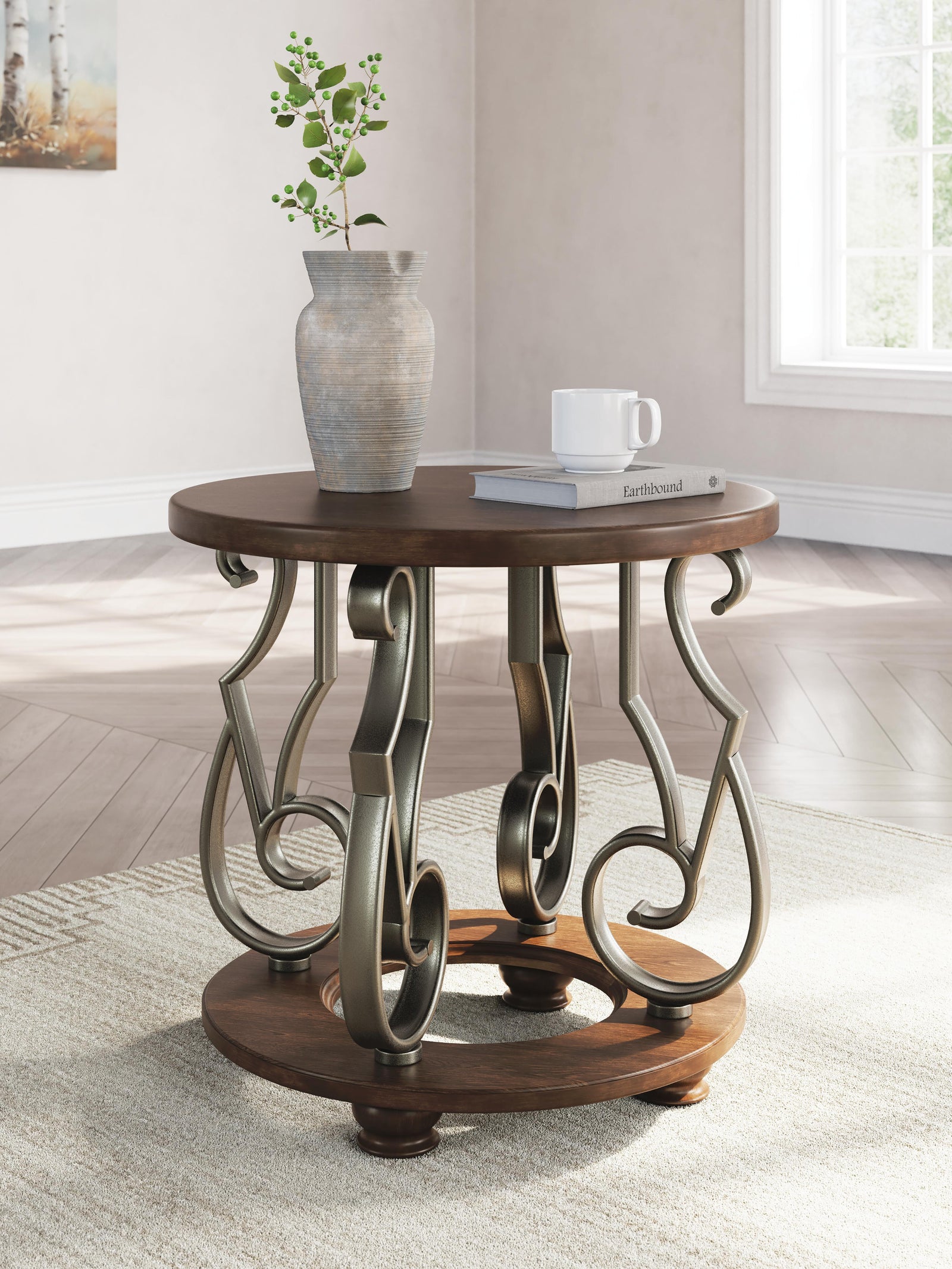 Frallyn End Table - Dark Brown (2)