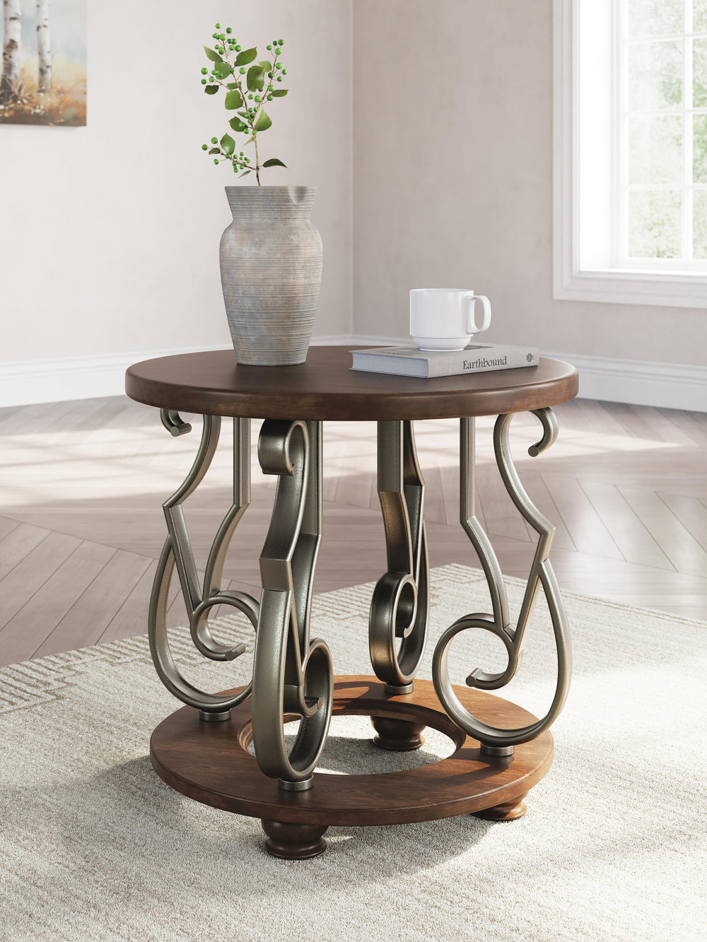 Frallyn End Table - Dark Brown (2)