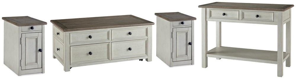 Bolanburg Coffee Table and 2 Chairside End Tables with Console - Two-tone (1)