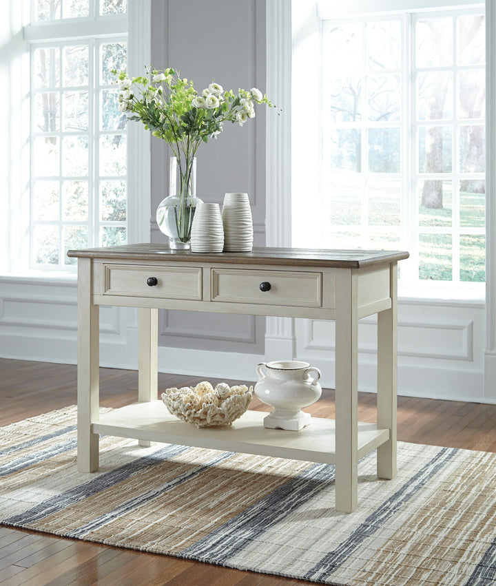 Bolanburg Coffee Table and 2 Chairside End Tables with Console - Two-tone (17)
